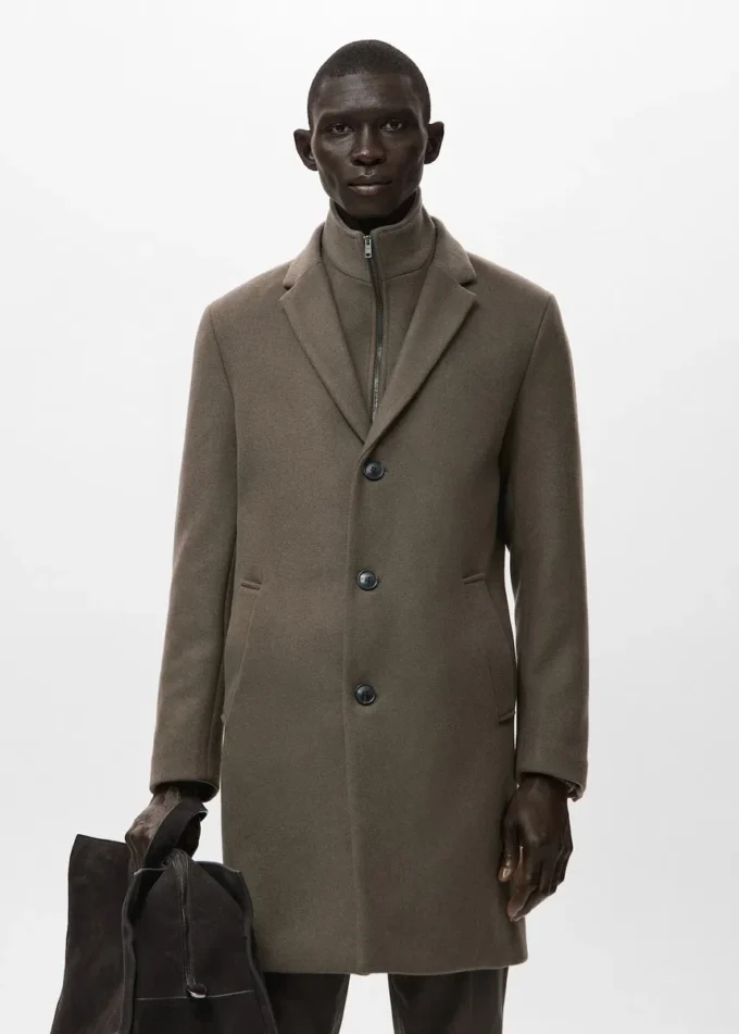 Vlněný kabát s odnímatelným vnitřním límcem Vlněný kabát s odnímatelným vnitřním límcem