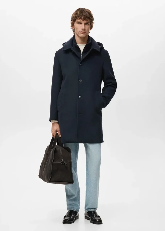 Vlněný kabát s odnímatelným vnitřním límcem Vlněný kabát s odnímatelným vnitřním límcem