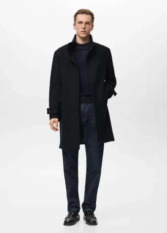 Vlněný kabát s rolákovým límcem