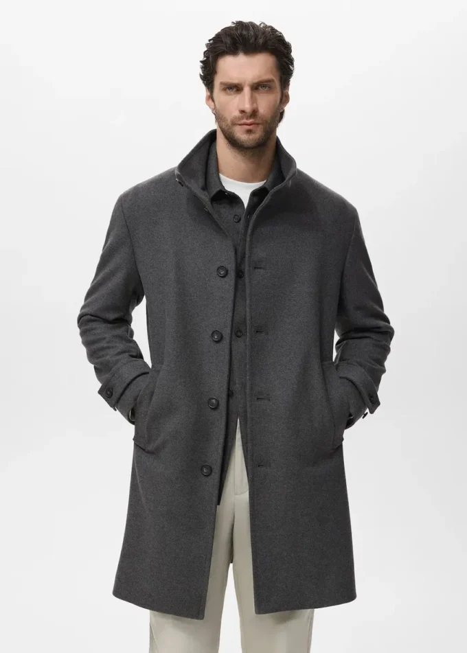 Vlněný kabát s rolákovým límcem Vlněný kabát s rolákovým límcem