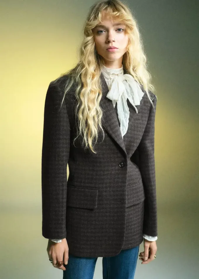 Vlněné sako s mikro vzorem pepř a sůl Vlněné sako s mikro vzorem pepř a sůl