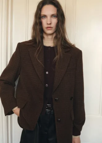 Vlněné sako s mikro vzorem pepř a sůl