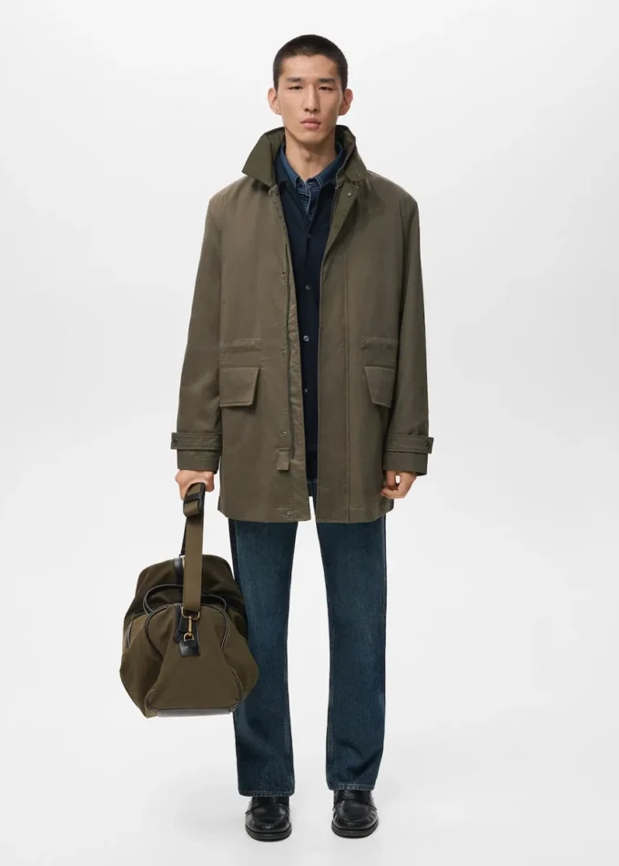 Vodoodpudivá bavlněná bunda s kapsami Vodoodpudivá bavlněná bunda s kapsami