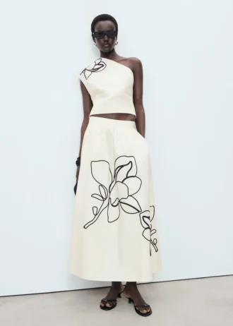 Vyšívaná bavlněná sukně