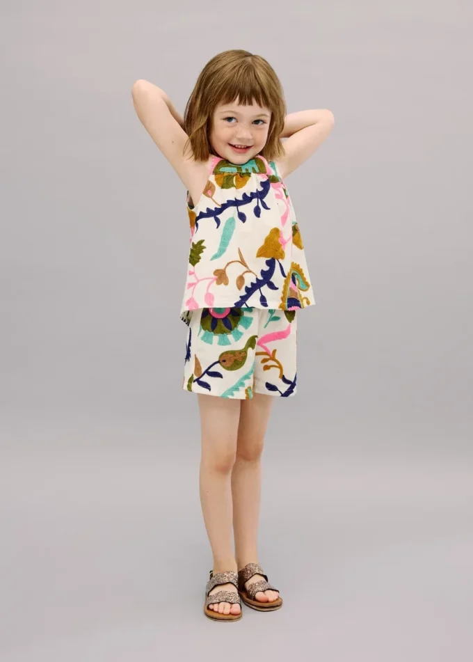 Vyšívané lněné šortky