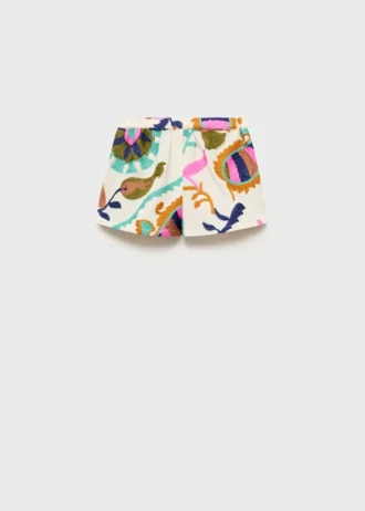 Vyšívané lněné šortky