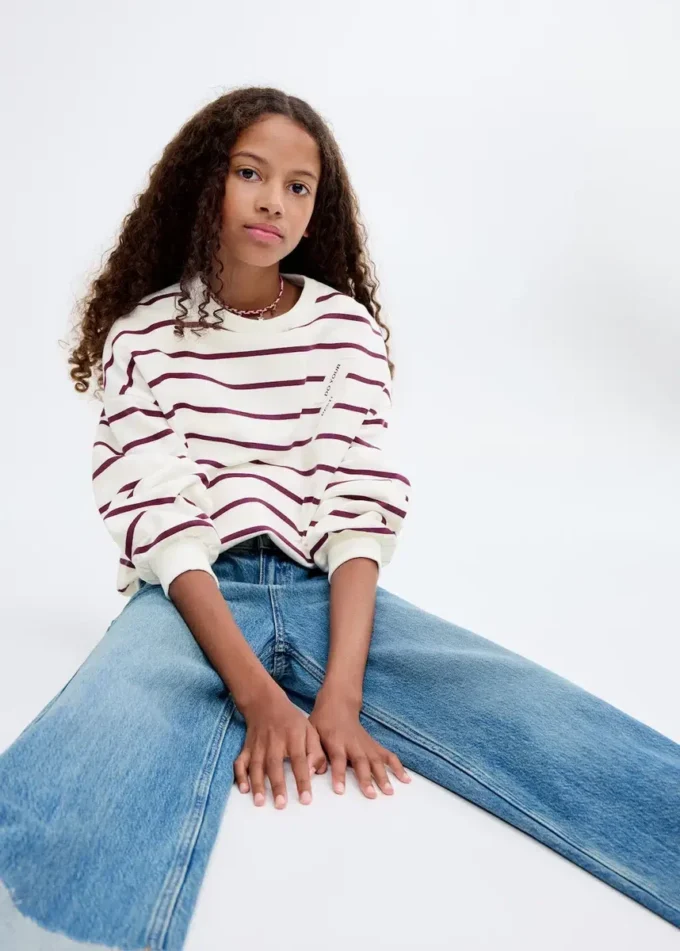 Vyšívaná pruhovaná mikina Vyšívaná pruhovaná mikina