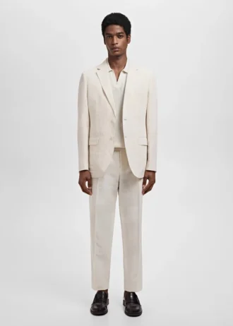 Úzké plisované lněné kalhoty