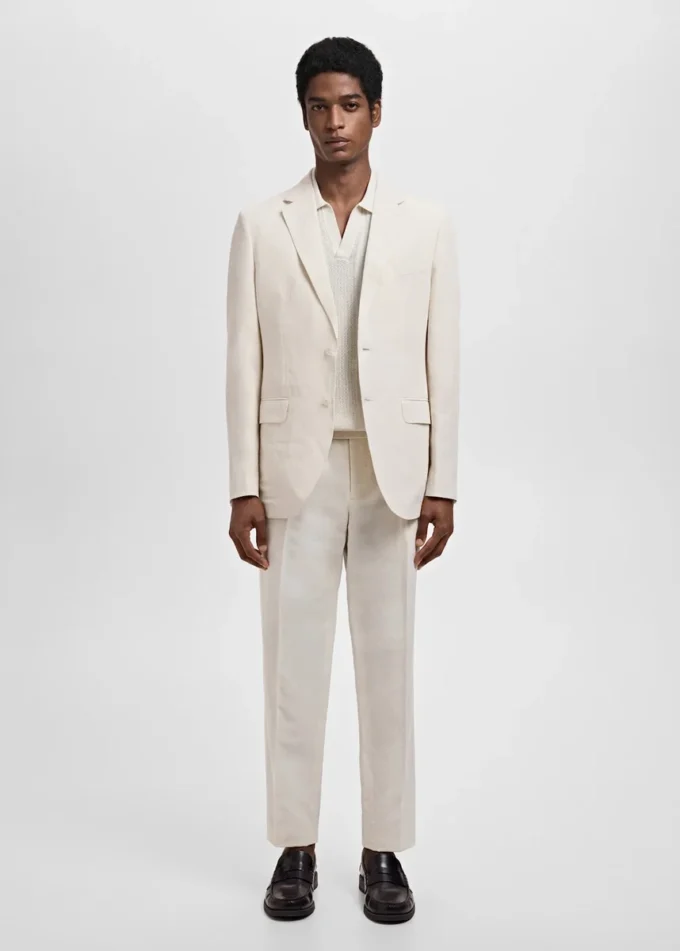 Úzké plisované lněné kalhoty Úzké plisované lněné kalhoty