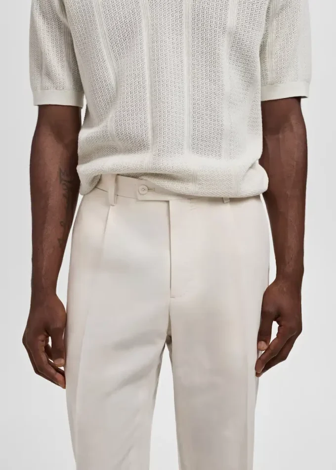 Úzké plisované lněné kalhoty Úzké plisované lněné kalhoty