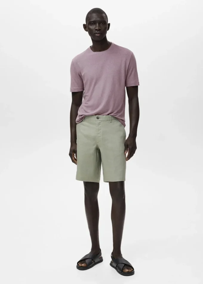 Úzký střih 100% lněné bermudy Úzký střih 100% lněné bermudy