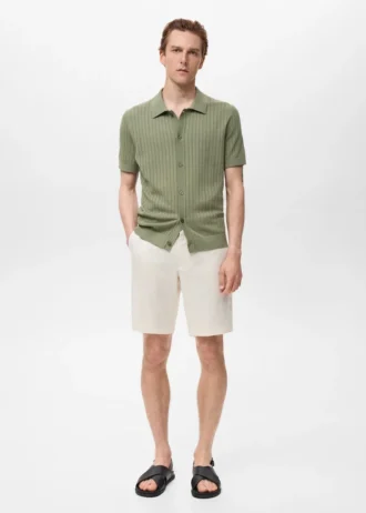 Úzký střih 100% lněné bermudy