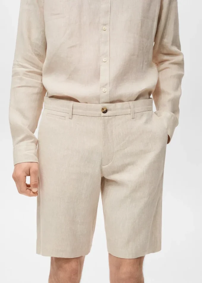 Úzký střih 100% lněné bermudy Úzký střih 100% lněné bermudy