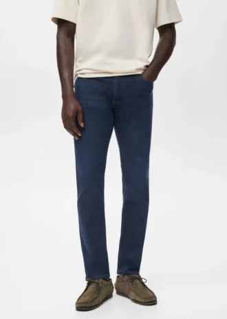 Úzký střih modročerné džíny Jan
