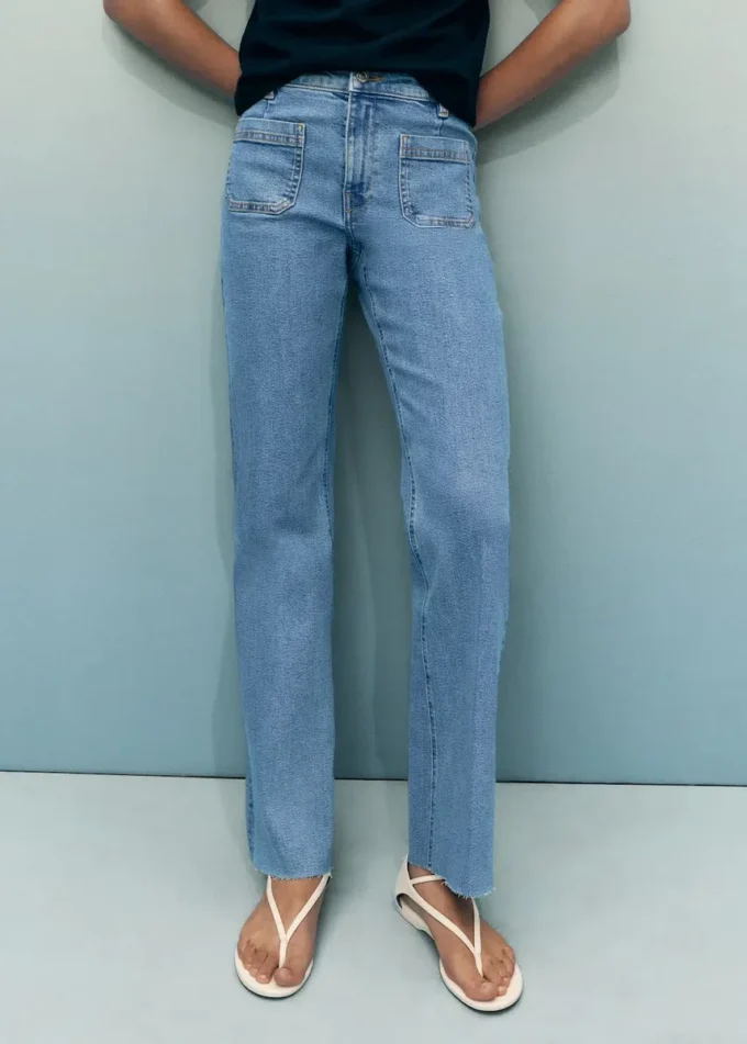 Zvonové zkrácené džíny s kapsami Zvonové zkrácené džíny s kapsami