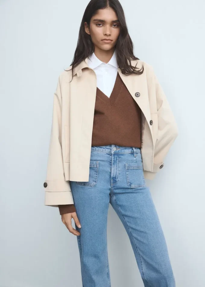 Zvonové zkrácené džíny s kapsami Zvonové zkrácené džíny s kapsami